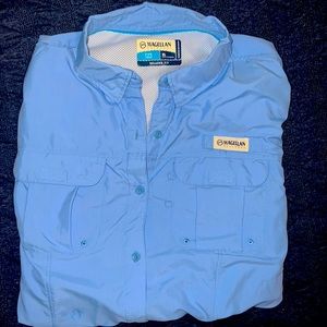 XL Light Blue Magellan Outdoors Relaxed Fit Button Down